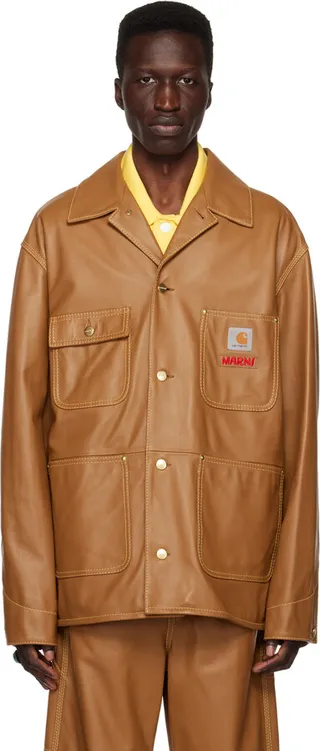 Marni Tan Carhartt WIP Edition Leather Jacket