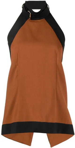 Buckle-Detail Halterneck Tunic Top