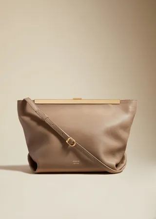 The Augusta Crossbody Bag in Taupe Pebbled Leather