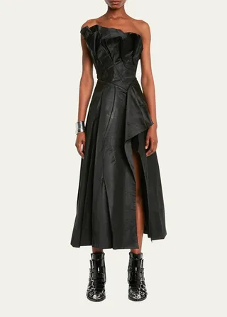 Strapless Ruffle Evening Gown