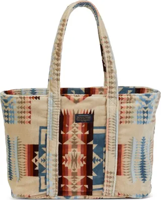 Pendleton Cotton Geometric-Print Tie-Close Terry Cloth Tote Bag