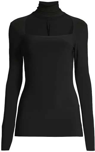 Cut-Out Turtleneck Top
