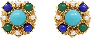 Multi-Stone Clip Earrings