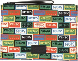 Kenzo Labels Printed Zipped Clutch Bag