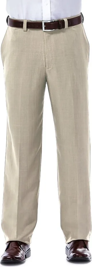 Haggar Men's E-CLO™ Stria Classic Fit Flat Front Dress Pant 36 x 32 - Sand