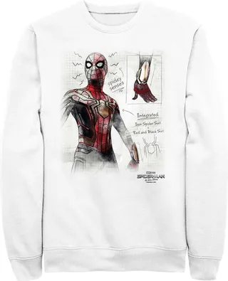 Men's Marvel Spider-Man: Now Way Home Integrated Suit Sketch Sweatshirt - White - Small