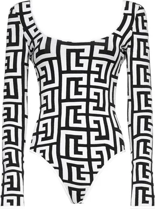 Balmain Monogram Scoop Back Knitted Bodysuit