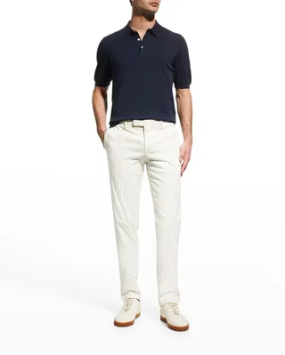 Men's Fine Gauge Short Sleeve Polo Sweater