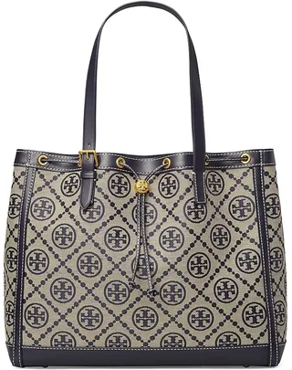 T Monogram Jacquard Drawstring Tote