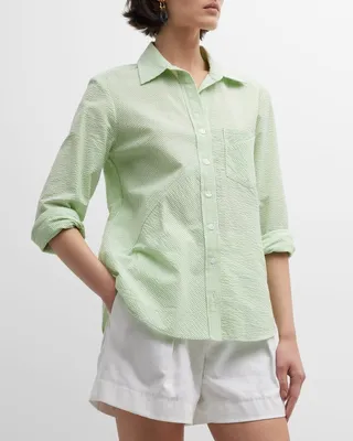 Teigen Striped Seersucker Button-Down Shirt