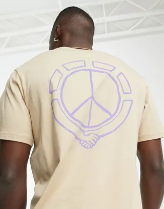 Element collab back print T-shirt in cream