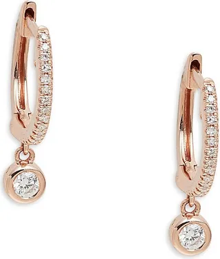 14K Rose Gold & 0.14 TCW Diamond Huggie Earrings
