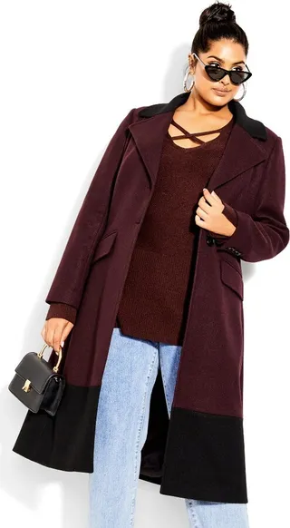 CITY CHIC | Women's Plus Size Arabella Coat - Oxblood - 18W