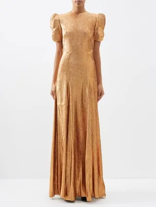 The American Bow-trimmed Lamé Gown