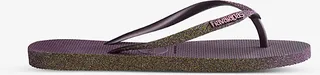 Womens Purple Slim Sparkle II Embellished Rubber Flip Flops