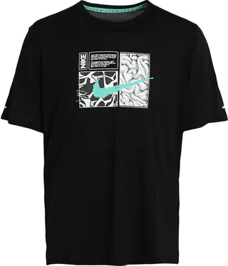M Nk Df Miler Ss Top Dye T-shirt Black
