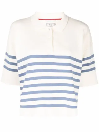 Fine-Knit Striped Polo Shirt
