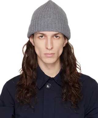 ASPESI Gray Ribbed Beanie