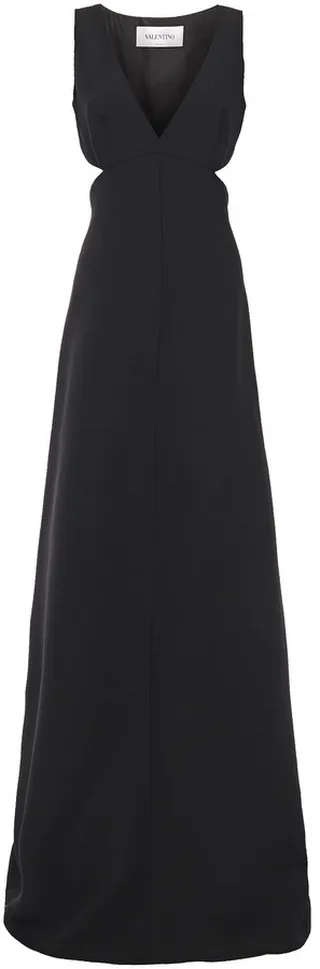 Cutout wool and silk-blend cady gown