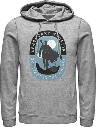 Men's Star Wars The Mandalorian Legendary Warrior Pull Over Hoodie - Athletic Heather - Medium