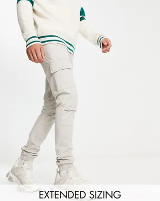 ASOS DESIGN skinny cargo pants in light gray