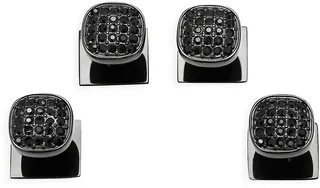 Ox & Bull Trading Co. 4-Piece Black Stainless Steel & Black Pave Crystal Studs