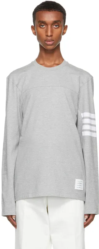 Thom Browne Grey Engineered 4-Bar Long Sleeve T-Shirt
