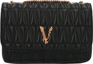 Versace Virtus Logo Plaque Quilted Shoulder Bag