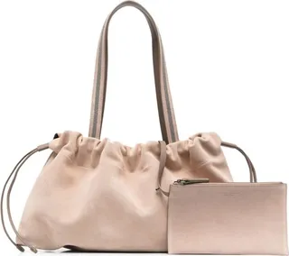 Drawstring-Fastening Suede Tote Bag