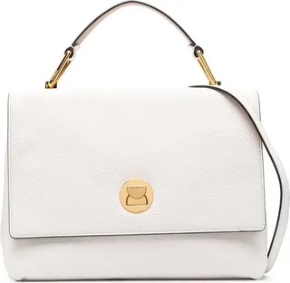 Engraved-Logo Leather Tote Bag