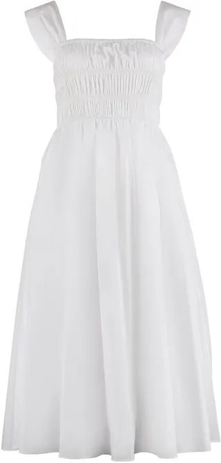 Staud Ida Square-Neck Detail Midi Dress