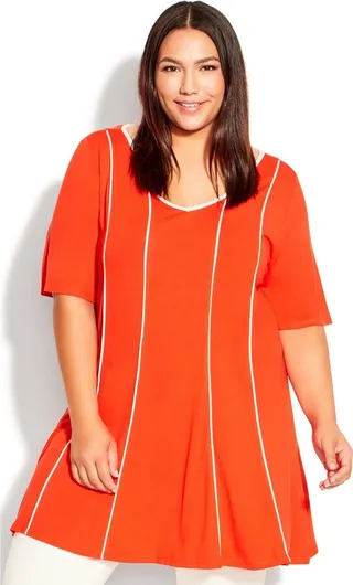 AVENUE | Women's Plus Size Swing Panel Tunic - orange - 30W