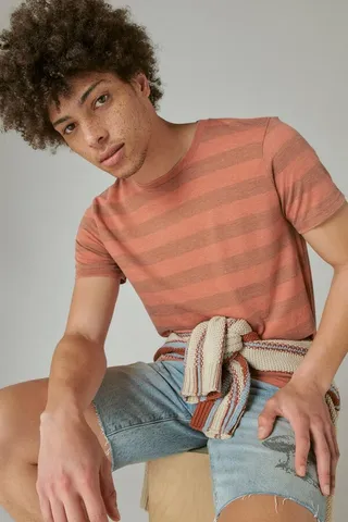 Venice Burnout Wide Stripe Crew Neck Tee