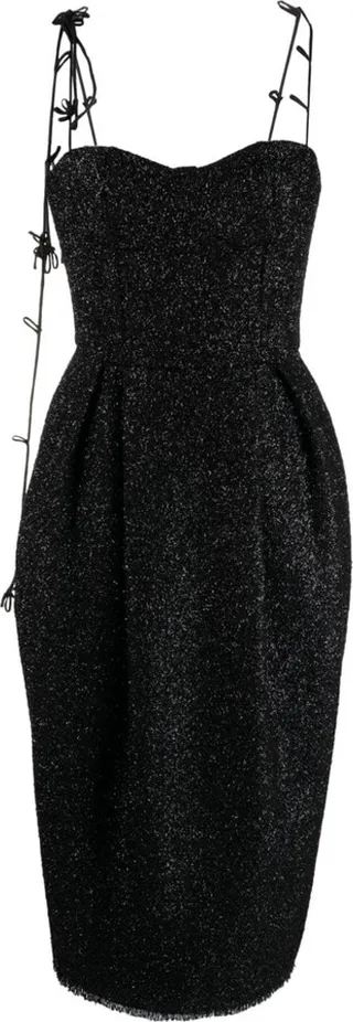 Sweetheart-Neck Knitted Midi Dress