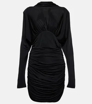 Long-sleeved draped minidress