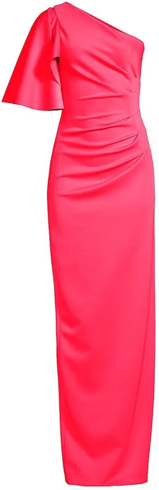 Odella Asymmetric Draped Neoprene Gown