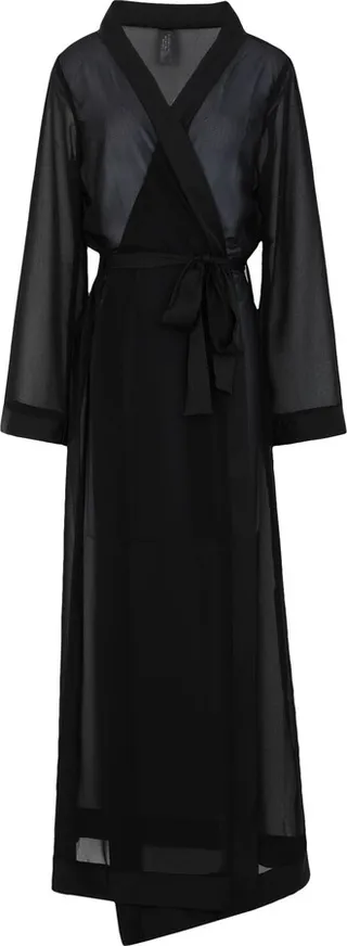 Marcella Long Kimono Dressing Gown Or Bathrobe Black