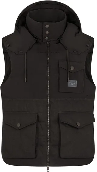 Logo-Plaque Sleeveless Hooded Gilet