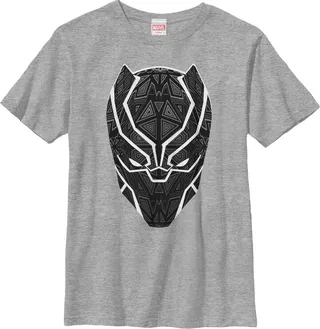 Boy's Marvel Black Panther Ornate Mask T-Shirt - Athletic Heather - X Large