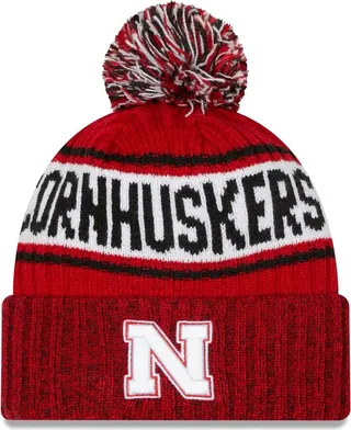 Men's Scarlet Nebraska Huskers Marl Cuffed Knit Hat with Pom