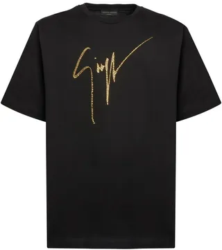rhinestone-embellished logo T-shirt