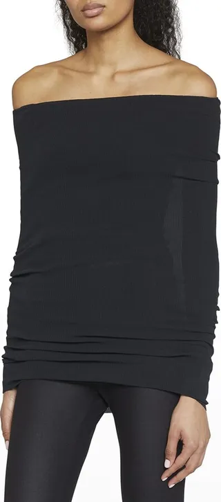 Off-The-Shoulder Rib Cover-Up Top