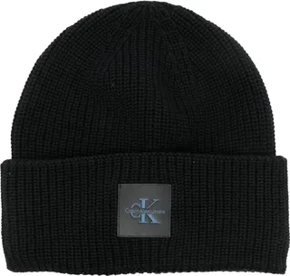 Logo-Patch Ribbed-Knit Beanie