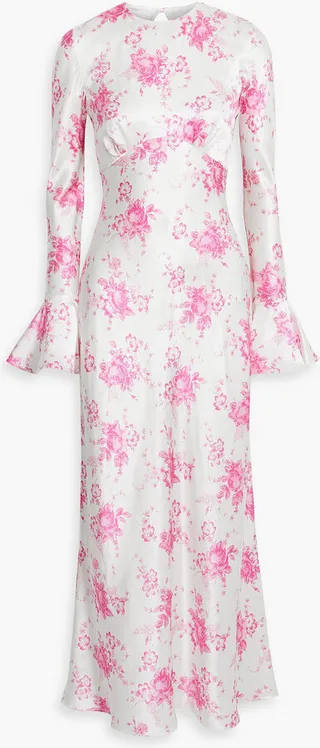Open-back floral-print silk-satin maxi dress
