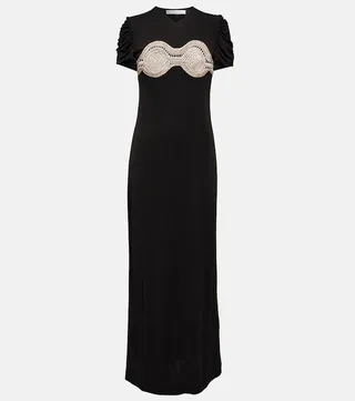 Embellished jersey maxi dress