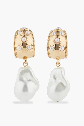 Gold-tone faux pearl earrings
