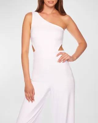 One-Arm Cutout Wide-Leg Jumpsuit