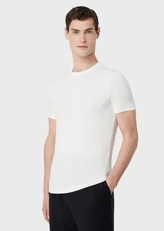 Stretch viscose bamboo jersey T-shirt with GA embroidery
