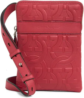 Gancini Embossed Leather Travel Crossbody Bag