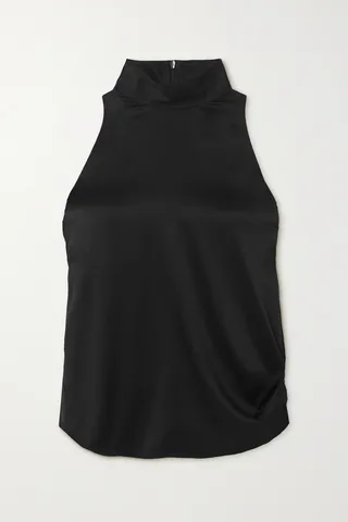 Helmut Lang - Draped Stretch-silk Halterneck Top - Black